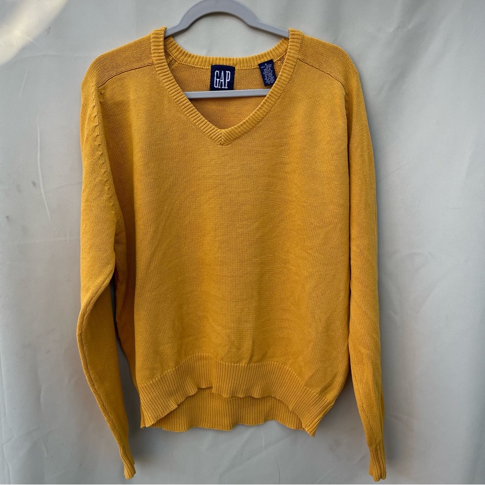 90s Vintage Mustard Yellow Vneck Gap Sweater size S